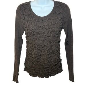 LAFAYETTE 148 NEW YORK Brown Wool Textured Knit Long Sleeve Sweater Top Womens S